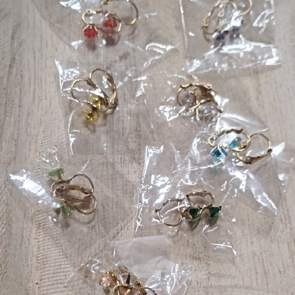 Elegant Gold-Tone Multi-Color Earrings Set